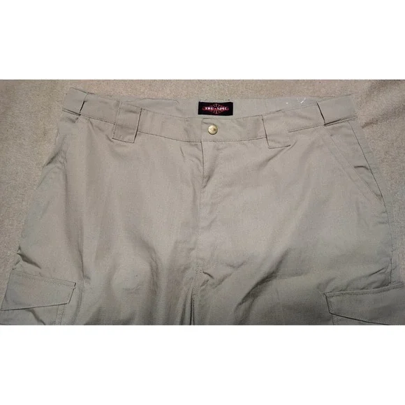 Tru SPEC Pants Mens 42x32 Beige Cargo Straight Leg Rigid Work Flap Pockets - Picture 3 of 9